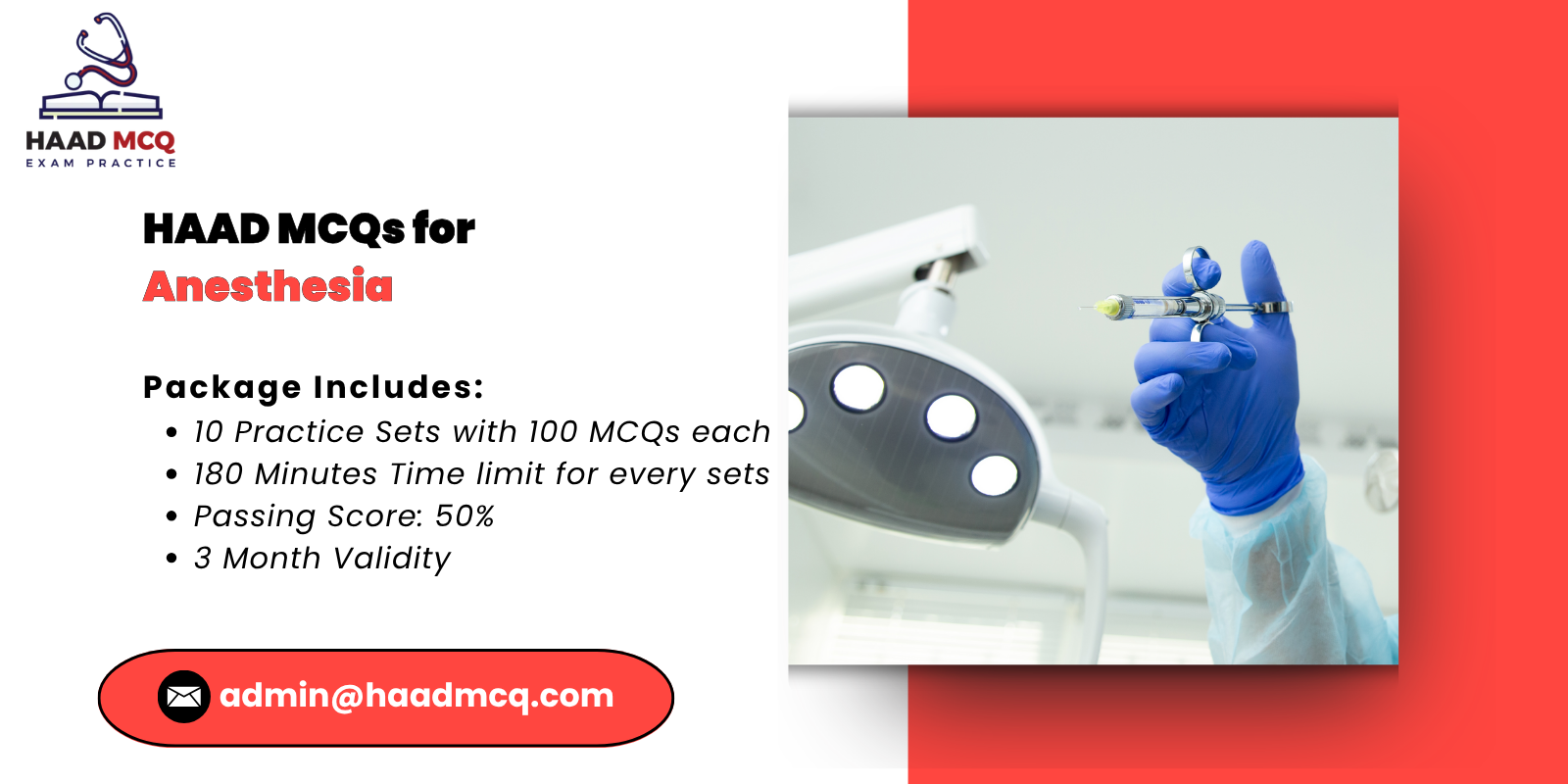 HAAD MCQs for anesthesia