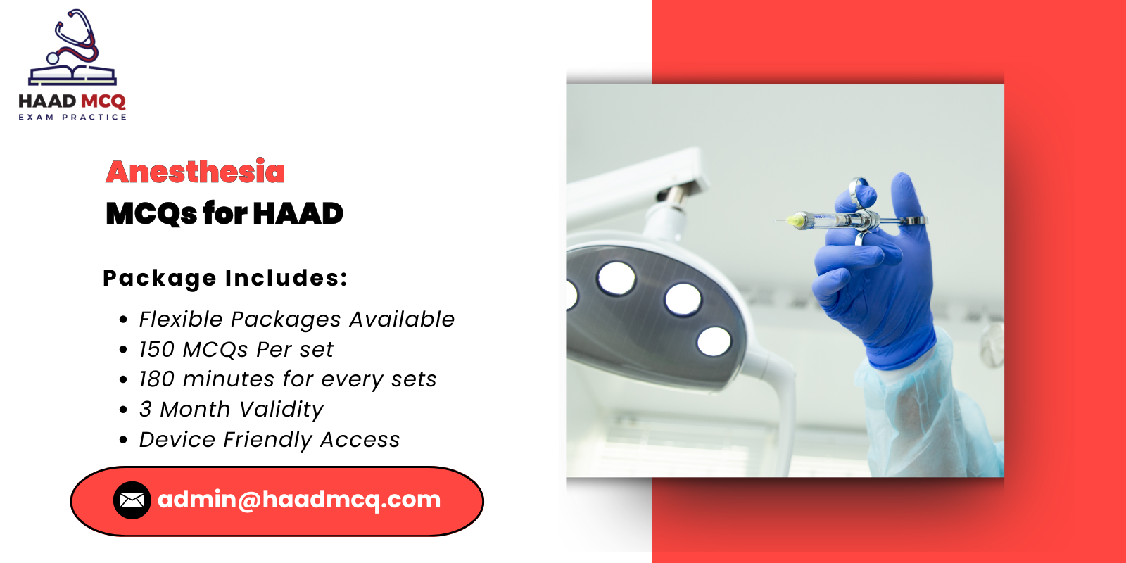 Anesthesia MCQs for HAAD